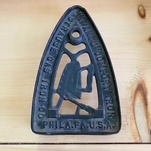 Vintage Strause Gas Co "I WantU" Comfort Iron Stand